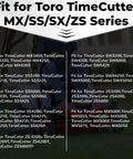 Fit chart for Fuel Tank Assembly For Quest ES Series And TimeCutter MX SS SX ZS Series with model compatibility listing.