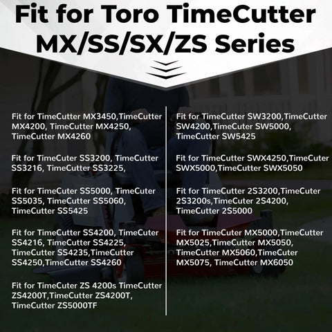 Fit chart for Fuel Tank Assembly For Quest ES Series And TimeCutter MX SS SX ZS Series with model compatibility listing.