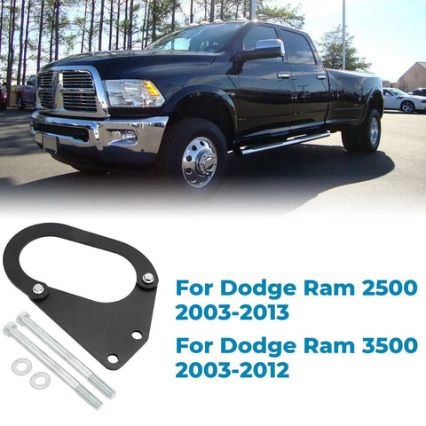 Rugged Driveshaft Loop Protection Kit For Dodge Ram 2500 3500 Pickup Trucks From 2003 To 2013 shown with truck and kit parts