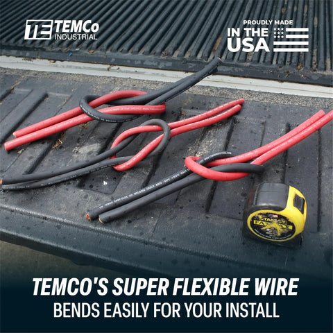 4 Gauge Welding Cable 25ft Black And 25ft Red Workhorse Pure Copper Made In USA Heavy Duty Battery Wire on truck bed