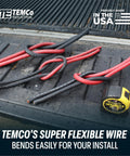 Beefy 2 Gauge Welding Cable Set 25 Ft Black and 25 Ft Red Pure Copper Made In USA Heavy Duty Battery Wire For Solar Inverter Car RV Truck Flexible EPDM Jacket 600V 205 Amp Max. red and black cables on truck bed