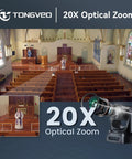 Smart PtZ Camera With 20x Optical Zoom And AI Auto Tracking offers crisp 1080p 60fps HDMI USB output in church setting.