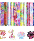 Tintnut Grungy Watercolor Heat Transfer Vinyl 12Pcs Iron On Glitter Sheets Neon Hues for vibrant fabric crafts.