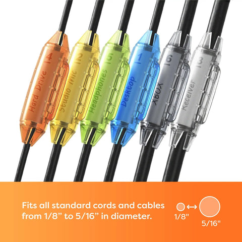 Effortless Cord And Cable Identification System For Home Office And Commercial Setups With Quick Label Tags in color-coded view