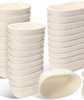 30 Set Bulk Oval Banneton Bread Proofing Baskets With Cloth Liners Natural Rattan Dough Bowls Kit For Sourdough Baking At Home 8.3 Inch And 9.8 Inch Sizes Ideal For Home Bakers stacked.