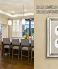 Sunken Pearls Beaded Heavy Duty Decorative Wall Plate And Switch Cover Satin Nickel Finish 3 Pack Single Duplex Includes Matching Screws Built Tough Zinc Alloy in kitchen