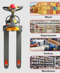 Heavy Duty Electric Pallet Jack Loader With 3300 Lbs Capacity, Zero Maintenance Brushless Motor, And Powerful 48V Battery for warehouse use.
