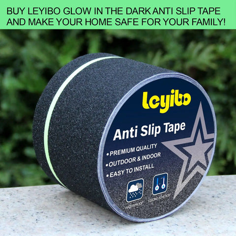 Anti Slip Tape With Glow In The Dark Stripe For Stairs Four Inch By Thirty Five Foot Waterproof Non Slip Grip Tape For Indoor Outdoor Stair Treads High Traction Easy Install