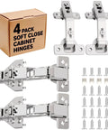 4 Pack 135 And 165 Degree Lazy Susan Hinges Slick Tool Free Clip On Setup For Corner Cabinets Smooth Operator Soft Close Bifold Design with screws.