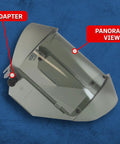 Arc Flash Face Shield 12 Cal With Hard Cap And A3 Adapter For Electricians And Utilities Pros displaying A3 adapter and panoramic view