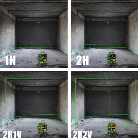 16 Lines Self Leveling Laser Level With LCD Power Display 4x360 Degree Green Cross Lines Dual Horizontal And Vertical Planes in use