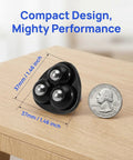 Twelve Pieces Self Adhesive Mini Casters And Swivel Ball Wheels That Roll Smooth As Butter for easy mobility shown with size reference.