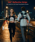 Hardcore Weighted Vest Packed With Fine Iron Sand Featuring Bright Reflective Stripes Built Tough For The Daily Workout Grind Strength Lifting Cardio Pounding And Muscle Gain Versatile Fitness Kit Black One Size on two joggers at night with reflective details.