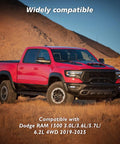 Up Your Ride This Season With A Cool Exhaust Muffler Bracket And Dual Hanger Rubber Isolator Kit Specifically Made For Ram 1500 Models From 2019 To 2025 Perfect Fix To Silence The Rattle. Red Ram 1500 truck in field, 2019-2025 compatible