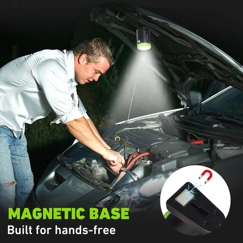 Rechargeable LED Work Light 360-Degree Rotatable With Magnetic Base And Clamp used for car repair at night, 800 lumens