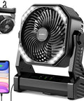 20000mAh Battery Powered Camping Fan With 58 Hours Of Runtime 400 Lumen Light 360 Degree Hanging Hook Ultra Quiet Portable USB C
