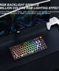 Top Shelf Wireless Mechanical Keyboard Kit With Rock Solid Gasket Mount Design, Reliable 75 Percent Layout, Premium Aluminum Alloy Frame, and Extremely Smooth Typing Acoustics For Fast Home Office Setups with colorful RGB lighting.