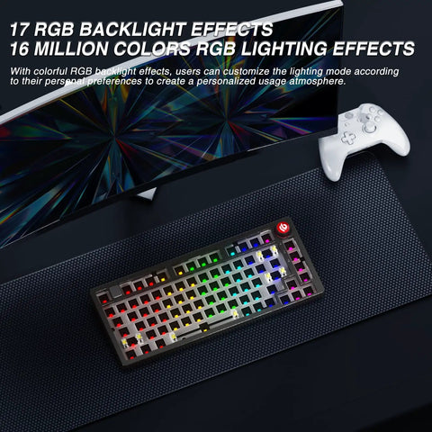 Top Shelf Wireless Mechanical Keyboard Kit With Rock Solid Gasket Mount Design, Reliable 75 Percent Layout, Premium Aluminum Alloy Frame, and Extremely Smooth Typing Acoustics For Fast Home Office Setups with colorful RGB lighting.