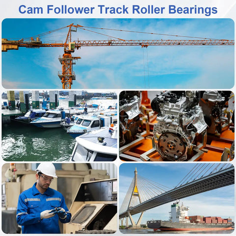 Cam Follower Track Roller Bearings in crane, marina, engine, worker, and bridge applications