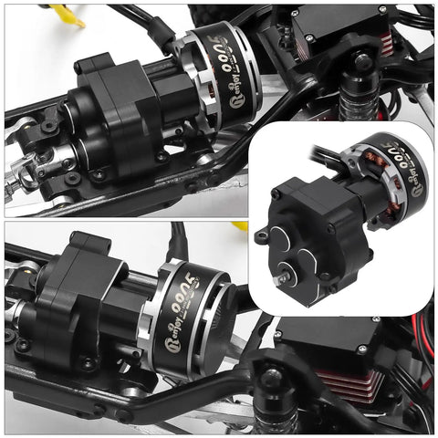 Close-up of Beefed Up 2205 2200KV Brushless Outrunner Motor With Mount And 30A ESC for TRX4M 1/18 RC Crawler Upgrade installation