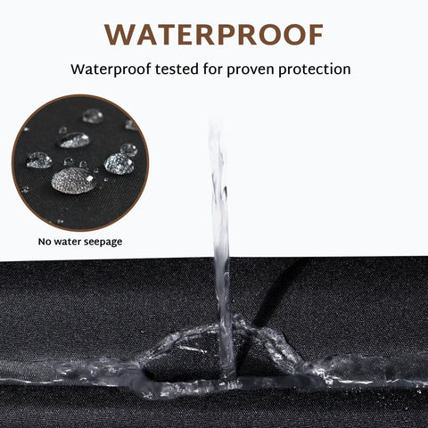Close-up of Outdoor L Shaped Sectional Sofa Cover Fits 82x82 to 85x85 Inches Waterproof 600D fabric with water beading test