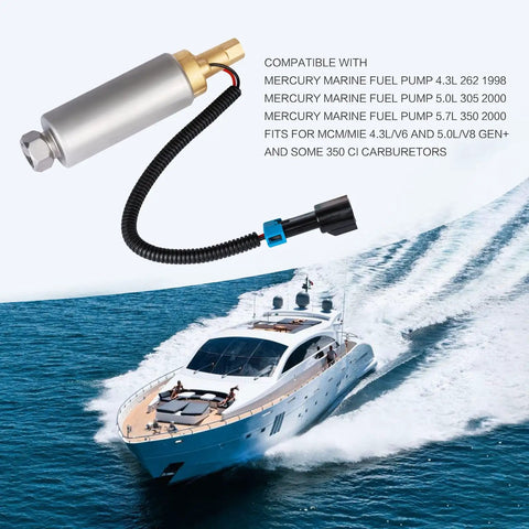 Electric Fuel Pump Replacement For Mercury Mercruiser Marine Boats 4.3L 5.0L 5.7L V6 V8 Carburetor Engines Low Pressure Replaces 861155A3