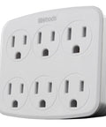 Six Outlet Wall Adapter Turns One Outlet Into Six Grounded Ports With Built In Phone Cradle Space Saving White Electrical Outlet Extender For Home And Job Site