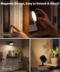 Battery Operated Wall Sconce 2 Pack, Rechargeable Wall Lights for Bedroom, showcasing magnetic and standable designs in use.