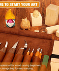 24 Piece Wood Carving Kit With Easy Storage Bag For Beginners Do It Yourself Whittling Set Includes tools and templates