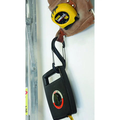 Dual Gate S Shaped Plastic Carabiner With Two Clips For Keys And Gear Glass Filled Nylon Durable Clip on tool bag.