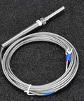 M8 Thread Type K Thermocouple With 30Mm Probe, 5M Wire, for 0-400C, shown on black background for electronics labs and DIY projects