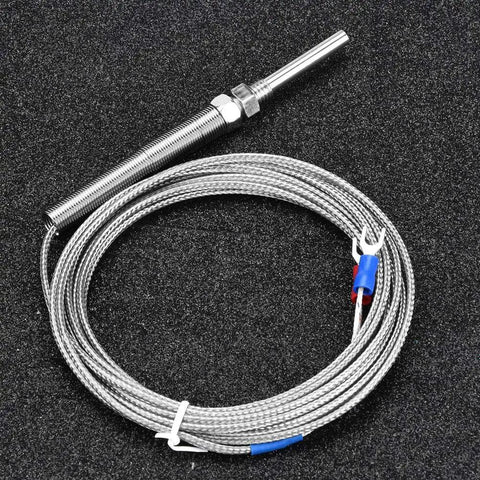 M8 Thread Type K Thermocouple With 30Mm Probe, 5M Wire, for 0-400C, shown on black background for electronics labs and DIY projects