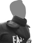 Person wearing Tough As Nails Hema Throat Guard Gorget with Air Mesh Comfort and 350N Puncture Resistant Fabric