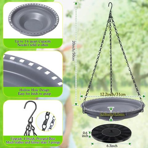 Solar Powered Bird Bath Fountain Kit For Outdoor Hanging Use With 4 Water Pattern Sprays Hummingbird Pump No Fuss Setup