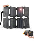 Ultra Portable 25W Solar Panel Charger With Quick Charge USB A And USB C Ports Lightweight Foldable Design With Carabiner Clip
