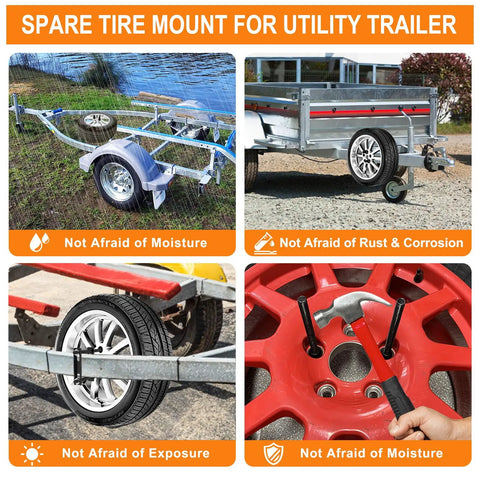Universal Trailer Spare Tire Mount Rack For Utility And Boat Trailers Fits Most Tires Heavy Duty Steel Wheel Bracket Galvanized