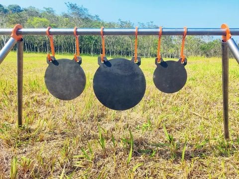 AR500 Steel Target Gong Silhouette For Precision Shooting, Half Inch Thick, Rifle Rated, Laser Cut Accuracy hanging outdoors