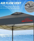Grey 10x10 Pop Up Canopy With Sidewalls For Parties And Events showing airflow vent detail and sturdy frame