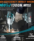 Heavy Hauler Cordless Impact Wrench Dropping 1300 Nm Of Boss Level Torque 1/2 Inch Drive Electric Tool with battery in use on machinery.