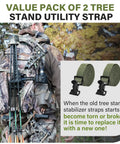 Hunter with gear using Beefy Tree Stand Straps For Climbing Stands Hang On Stabilizer Straps With Buckle Backpack Straps For Deer