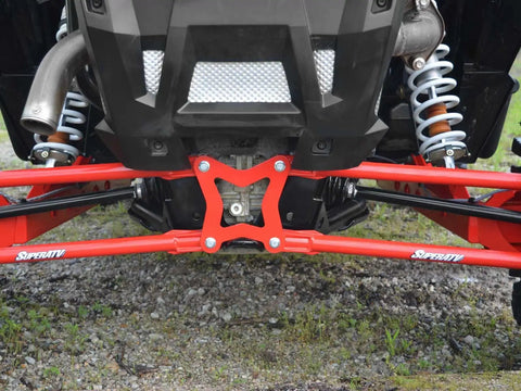 Heavy Duty Round Tubed Rear Radius Arms For Polaris RZR Models Red Finish With Adjustable Heim Joints And Hand Welded Construction For Maximum Strength And Durable Performance See Fitment Details