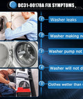 Common washer issues solved by Washer Drain Pump Replacement For Samsung PX3516 01 DC31 00178A Replaces DC31 00187A