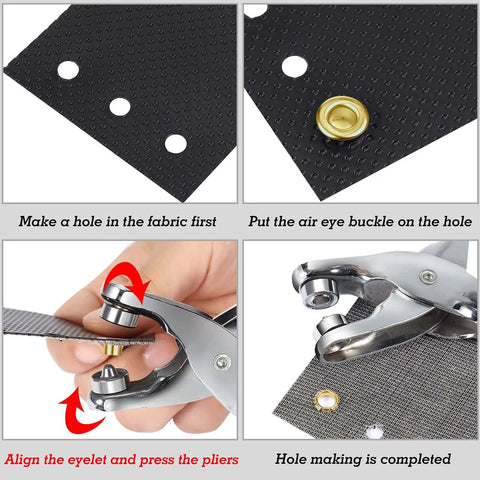 Using 301 Pcs Grommet Eyelet Pliers Tool Kit With 300 Metal Eyelets For Belt Shoes Clothes Fabric Leather DIY Repair