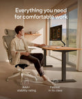 Desktronic HomeOne 60x30 Electric Standing Desk Sit Stand Home Office Ergonomic Height Adjustable in a modern workspace with a user.