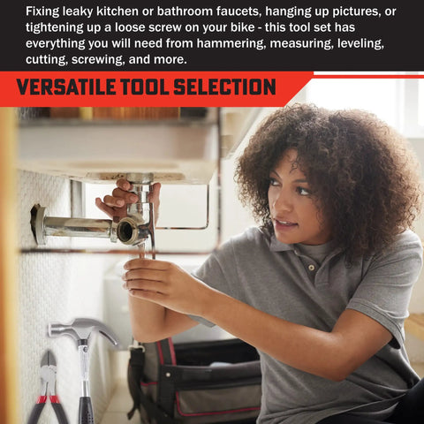 Must-Have 130-Piece Tool Set For Home Improvement With Hammer, Wrenches, Screwdrivers, Pliers And More In A Sturdy Plastic Toolbox For DIY Projects, Furniture Assembly, And Everyday Home Repairs