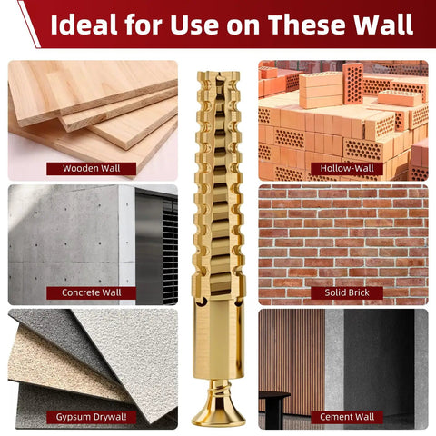 Ideal for drywall, concrete, wood, and brick use, showcasing Heavy Duty Expansion Anchors And Screws For Door Hinge Repair.