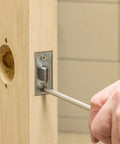 Installing the Heavy Duty Lever Style Passage Door Lock Grade Two With Brushed Chrome Finish Two And Three Quarters Inch Backset