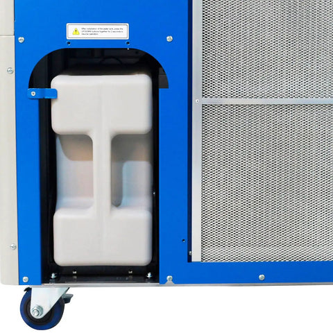 Badass Heavy Duty Portable Air Conditioner Knocks Out Excess Heat 21000 BTU showing water tank compartment.