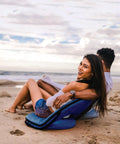 Couple sitting on Go Anywhere Camping Chair With Padded Seat And Backrest Adjustable And Ultra Portable Lightweight Blue Alloy