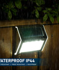 12 Pack Solar Fence Lights With Four LEDs, Waterproof Outdoor Deck Stairway Pathway Garden Lighting, mounted in rain